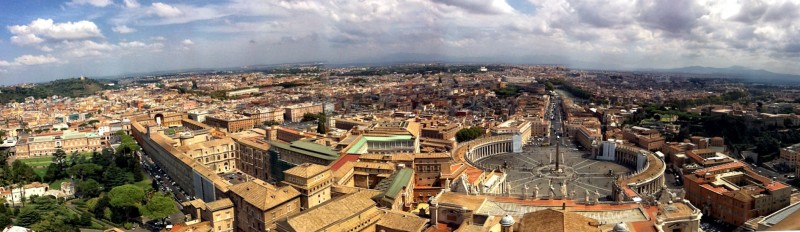 Panoramic view of Rome and Vatican City from the top of the dome